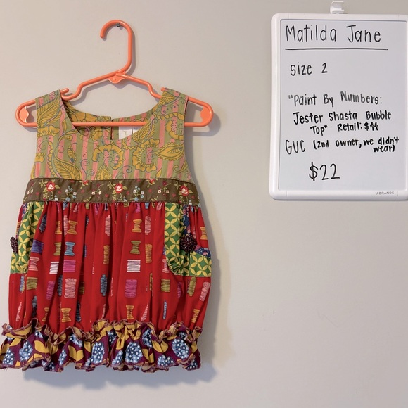 NWT Matilda Jane Once Upon A Time Floret Top Size Small Blue Orange Gold Boho eB